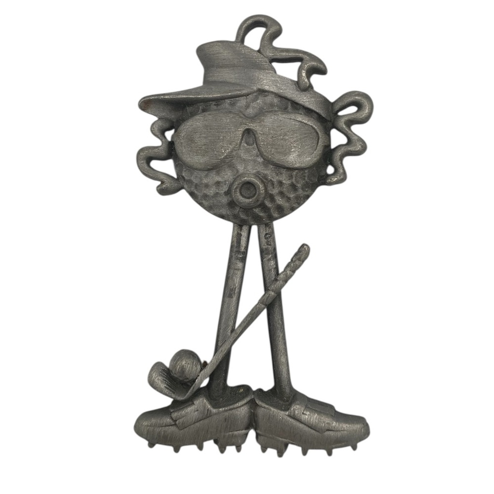 Quirky AJC Silver Tone Golf Brooch
